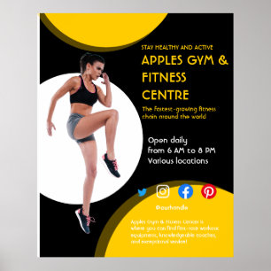 Svart och gult Fotogymmet personlig tränare F Poster