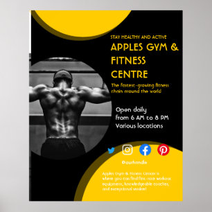Svart och gult Fotogymmet personlig tränare F Poster
