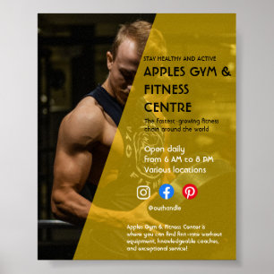 Svart och gult Fotogymmet personlig tränare Fl Poster