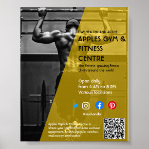 Svart och gult Fotogymmet personlig tränare Fl Poster