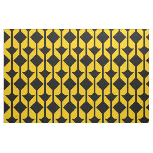 Svart och Gult-Guld Abstrakt-Patterned Fabric Tyg