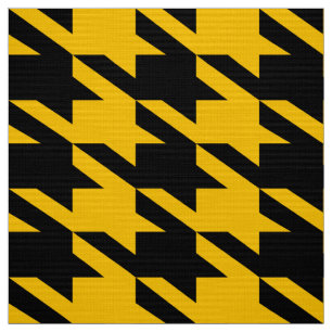 Svart och Gult Houndstooth Seamless Mönster Tyg