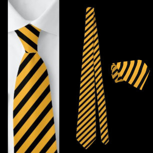 Svart och Gult, kantad Abstrakt Mönster Neck Tie Slips