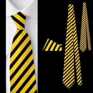 Svart och Gult, kantad Abstrakt Mönster Neck Tie Slips