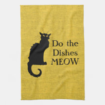 Svart och Gult - Kat Hand eller Kitchen Towel