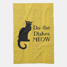 Svart och Gult - Kat Hand eller Kitchen Towel Kökshandduk