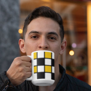 Svart och Gult-kontroll Kaffemugg