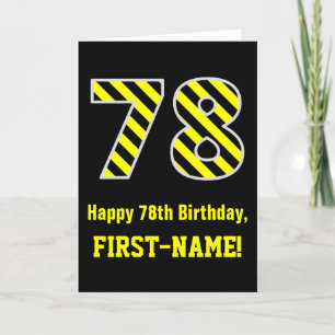 Svart och Gult med "78", 78:e födelsedag + Namn Kort