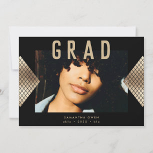 Svart och Gult Modern Geometric Gold Foil Announ Meddelande