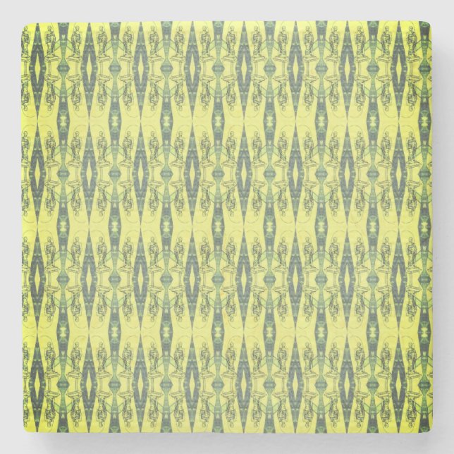 Svart och gult mönster stenunderlägg (Framsidan)