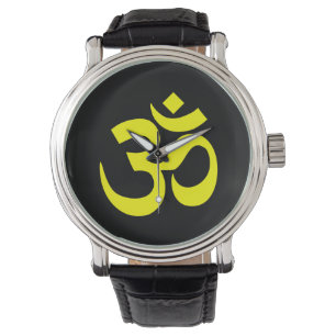Svart och Gult om-symbol Armbandsur