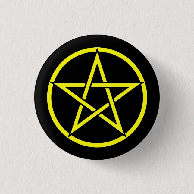 Svart och Gult Pentacle Pentagram Button Badge Knapp (Framsida)