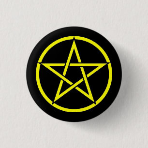Svart och Gult Pentacle Pentagram Button Badge Knapp