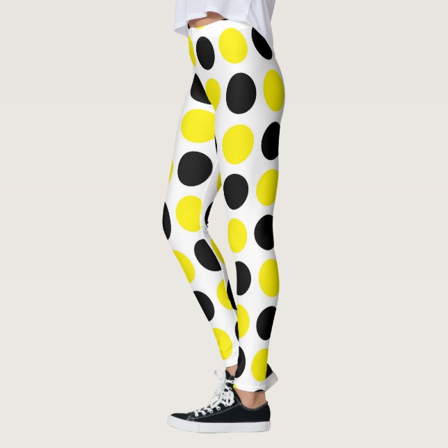 Svart och Gult Polka dots Leggings (Vänster)
