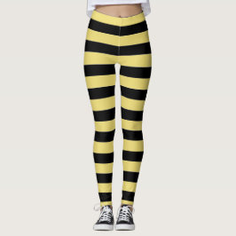 Svart och gult rand humla leggings