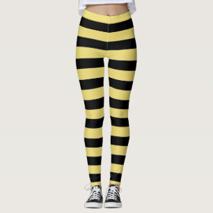 Svart och gult rand humla leggings