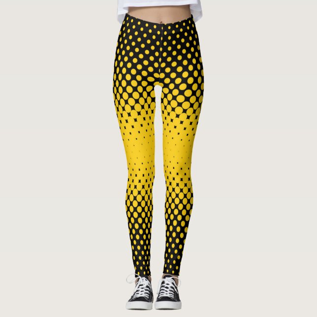 Svart och gult - raster leggings (Framsida)