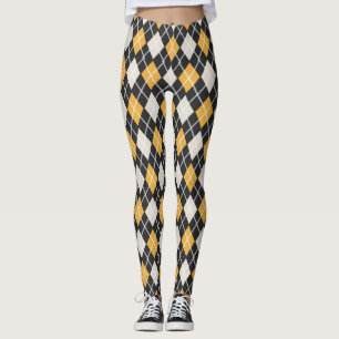 Svart och gult Sömlösa argyllene Mönster Leggings