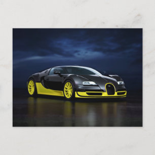 Svart och Gult Sports Car Postcard Vykort