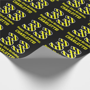 Svart och Gult stripe "33", 33:e födelsedagen + Na Presentpapper