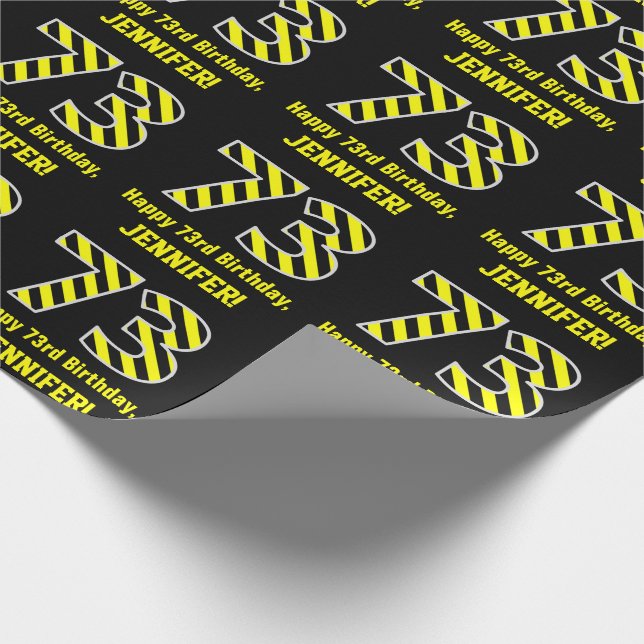 Svart och Gult stripe "73", 73:e födelsedagen + Na Presentpapper (Hörn)