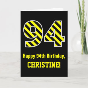 Svart och Gult stripe "94", 94:e födelsedag + Namn Kort