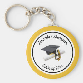 Svart och Gult Studentmössa och Tassel Nyckelring