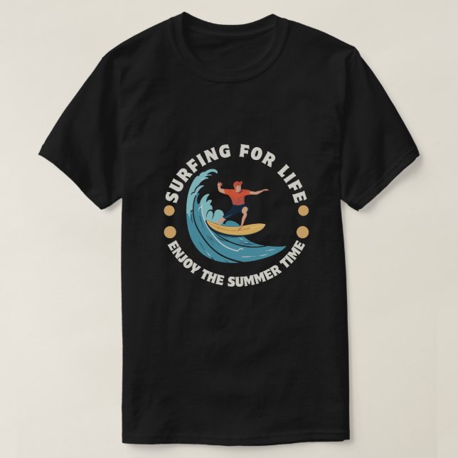 Svart och Gult - Surfning för Life Design T Shirt (Design framsida)