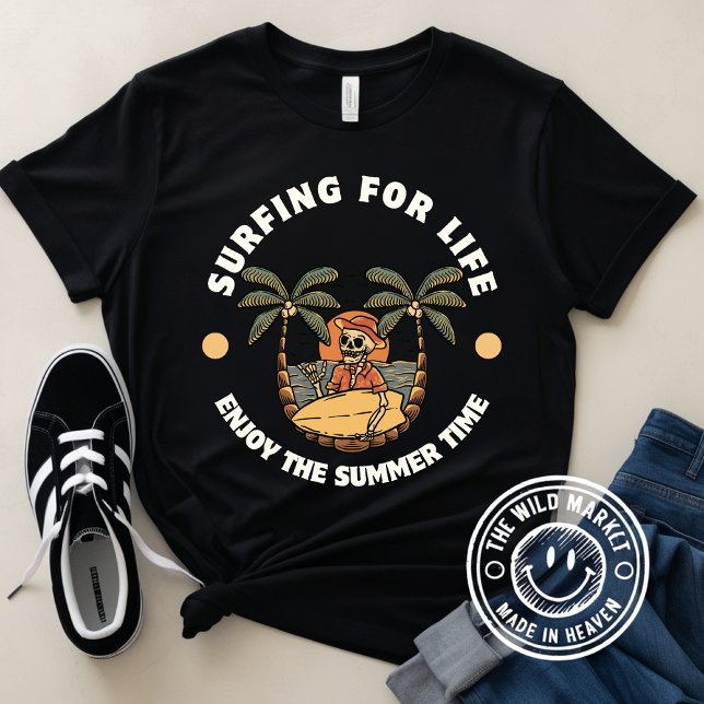 Svart och Gult - Surfning för Life T-Shirt (Skapare uppladdad)