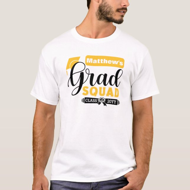 Svart och Gult Text Males vita speltorget T Shirt (Framsida)