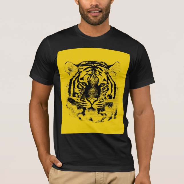 Svart och Gult Tiger Ansikte Tee (Framsida)