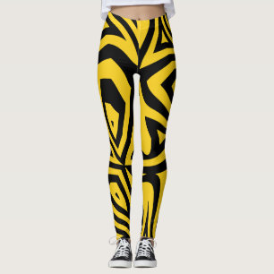 Svart och Gult Zebra ränder Womens Leggings