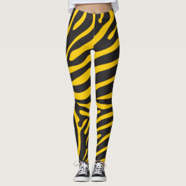 Svart och Gult Zebra tryck Leggings