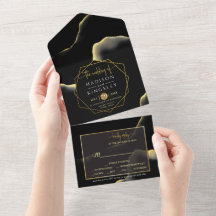 Svart och gyllene 💍 Modern Abstrakt Inky Oil