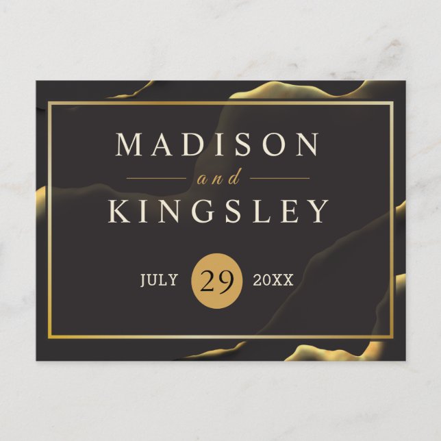 Svart och gyllene 💡 Modern Abstrakt Inky Oil Vykort (Framsida)