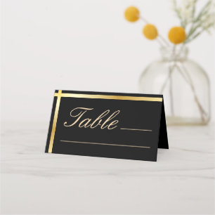 Svart och gyllene randig modern bröllopsfest placeringskort