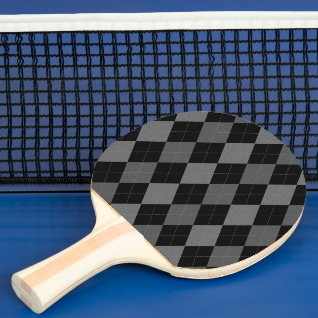 Svart och kol Grått Argyle Mönster Pingisracket (Insitu)