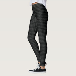 Svart och kol-Grått Houndstooth Leggings