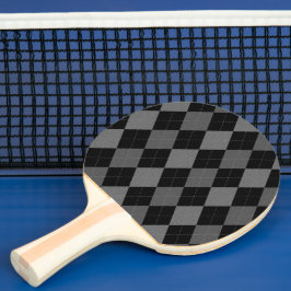 Svart och kolgrått argyle-mönster pingisracket