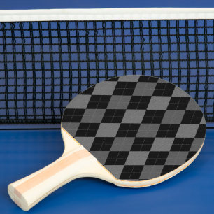 Svart och kolgrått argyle-mönster pingisracket