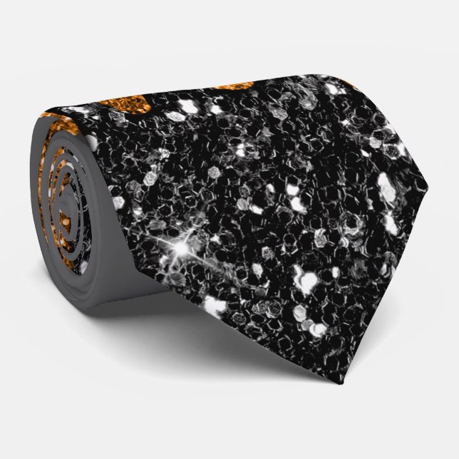 Svart och koppar Glitter Necktie Slips (Rullad)