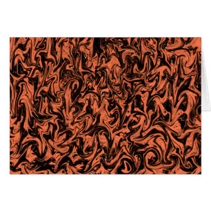 Svart och koral Swirl Hälsningskort