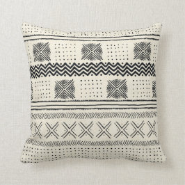 Svart och kräm för rand för leratrasa geometrisk kudde