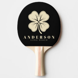 Svart och krämfärgad fyrklöver med namn pingisracket