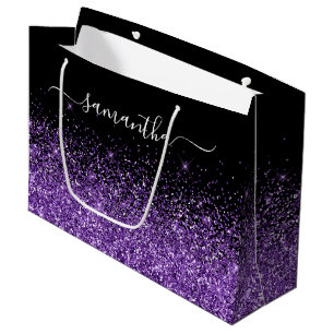 Svart och kunglig lila glitter elegant namn
