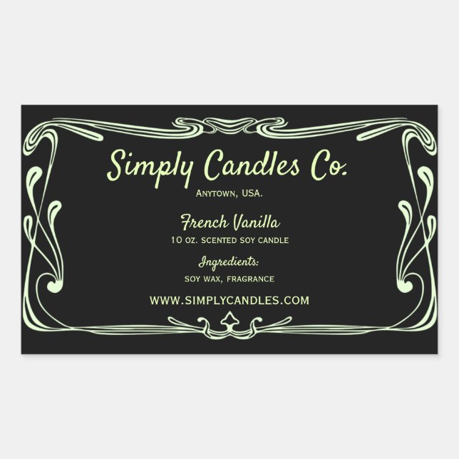 Svart och lätt Lime Gräns Candle Burk etikett (Framsida)