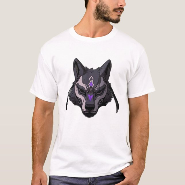 Svart och Lila Animals Varg Mask T Shirt (Framsida)