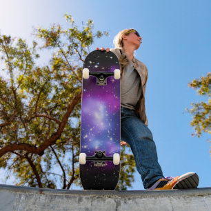 Svart och Lila Celestial Space Photo Mini Skateboard Bräda 18,5 Cm