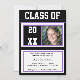 Svart och Lila Class Photo Studentfest Inbjudningar
