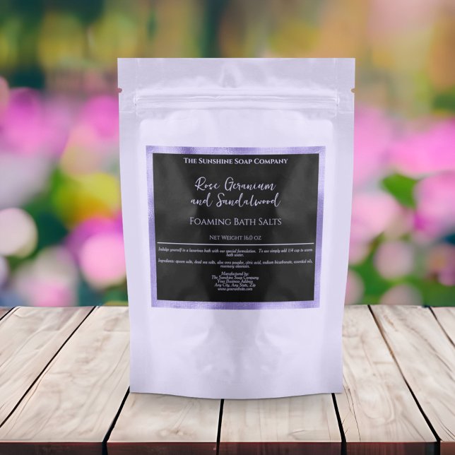 Svart och Lila Foil Bath Salts Pouch-etikett (Skapare uppladdad)